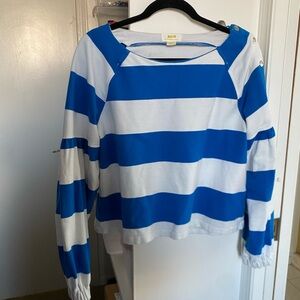 Anthropologie Maeve White and Blue Top